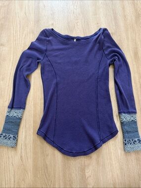 Free People Long Sleeve Scoop Thermal Henley Top